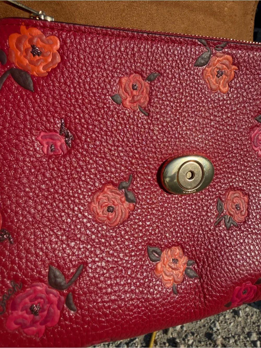 Coach Morgan Top Handle Satchel With Flower Print in Pink Pebble Leather - Picture 9 of 13